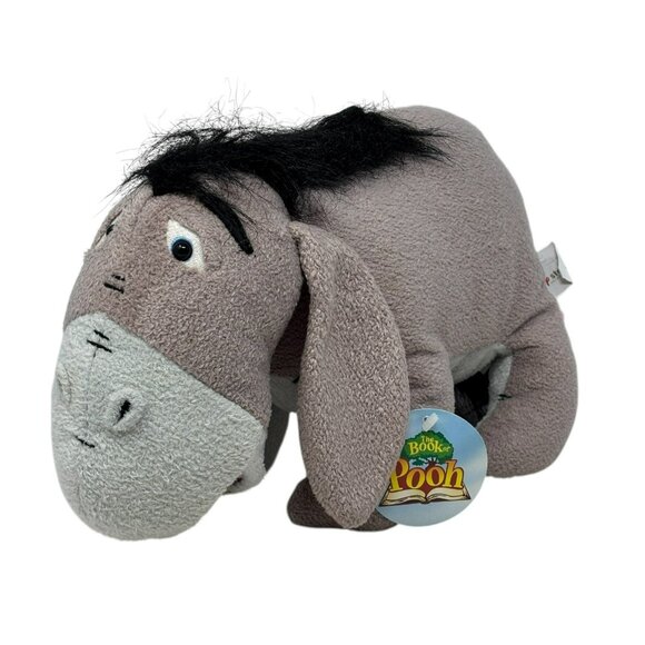 DISNEY STORE Eeyore Book of Pooh Gray Plush Donkey Pink Bow NWT - Picture 1 of 7